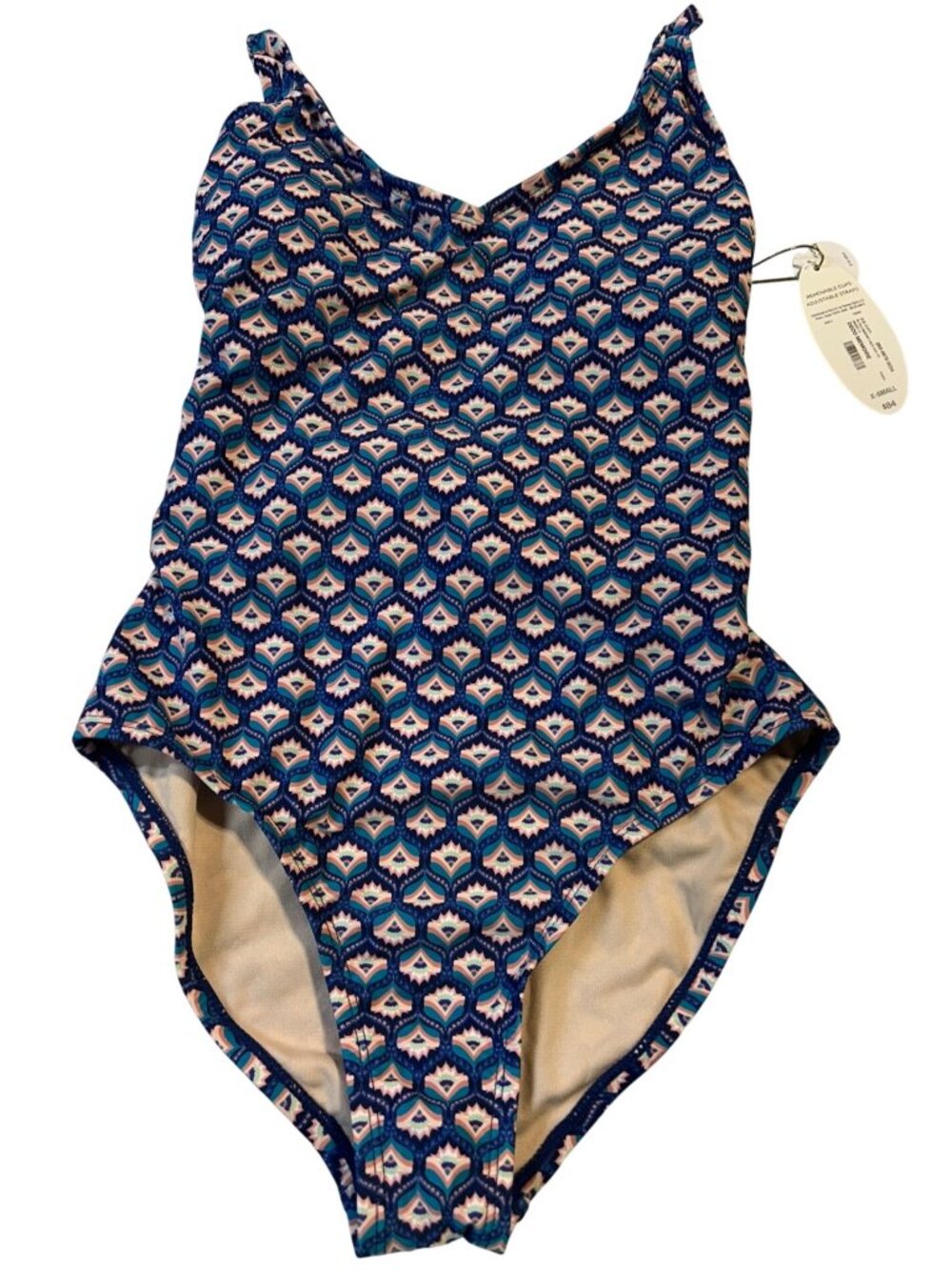 Mynah Women’s X-Small V-Neck One-Piece Swimsuit Adjustable Straps Removable Cups